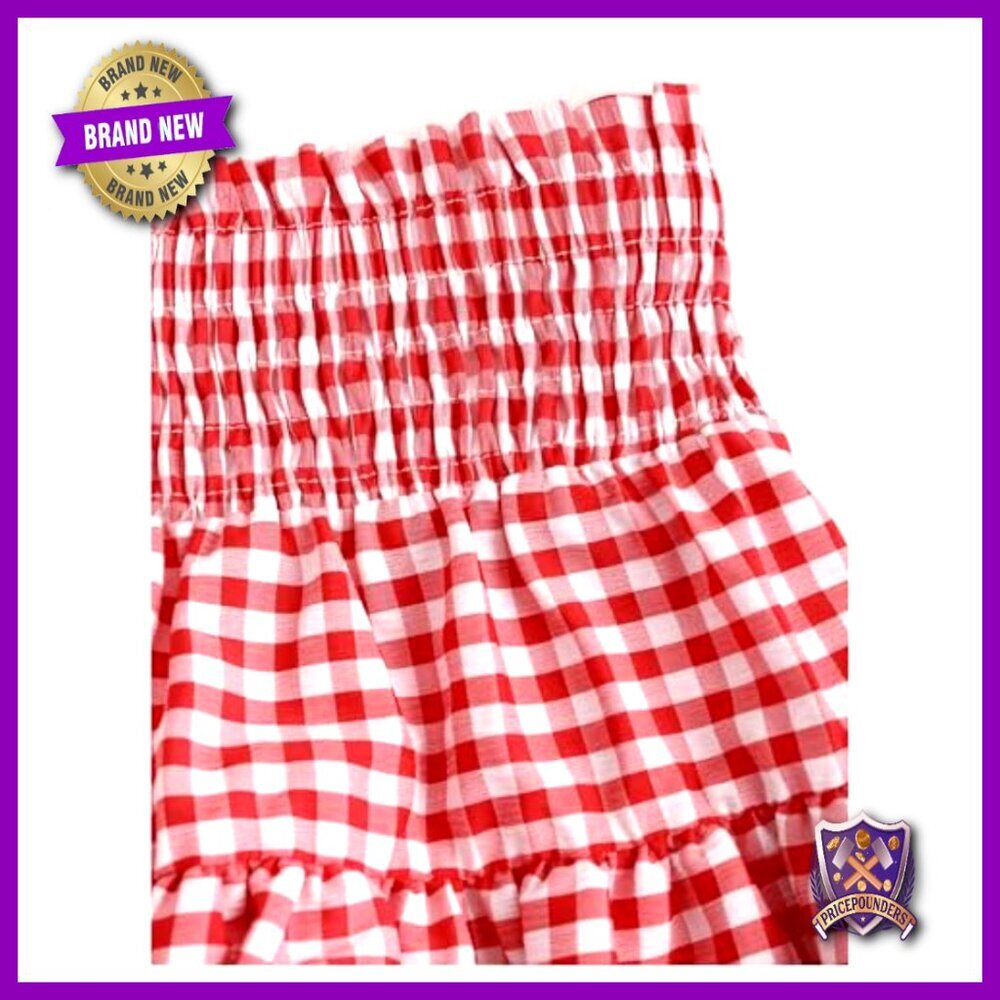 Y2K Gingham Plaid Ruffle High Waist A-Line Mini Skirt with Lace Hem - Picture 4 of 6